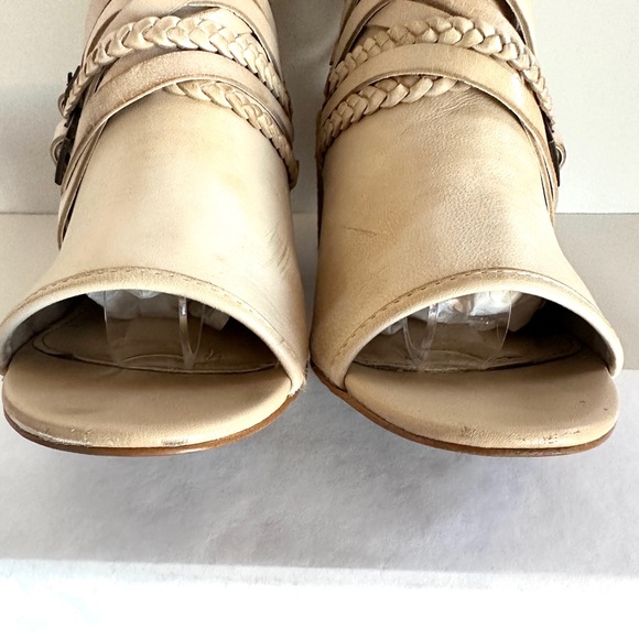 ISOLA LEONORA OPEN-TOE STACK-HEEL TAN LEATHER STRAPPY SANDALS ANKLE BOOTIE Sz8.5 - Picture 12 of 15
